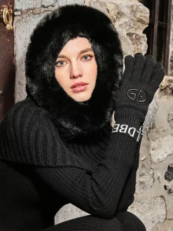 NAOMI Hooded Scarf Faux Border
